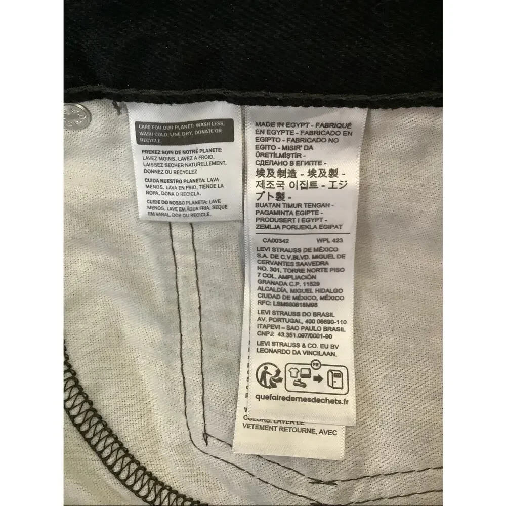 Levis Mens 36x30 Black 505 Regular Straight Leg Jeans Classic Smart Casual T5-14